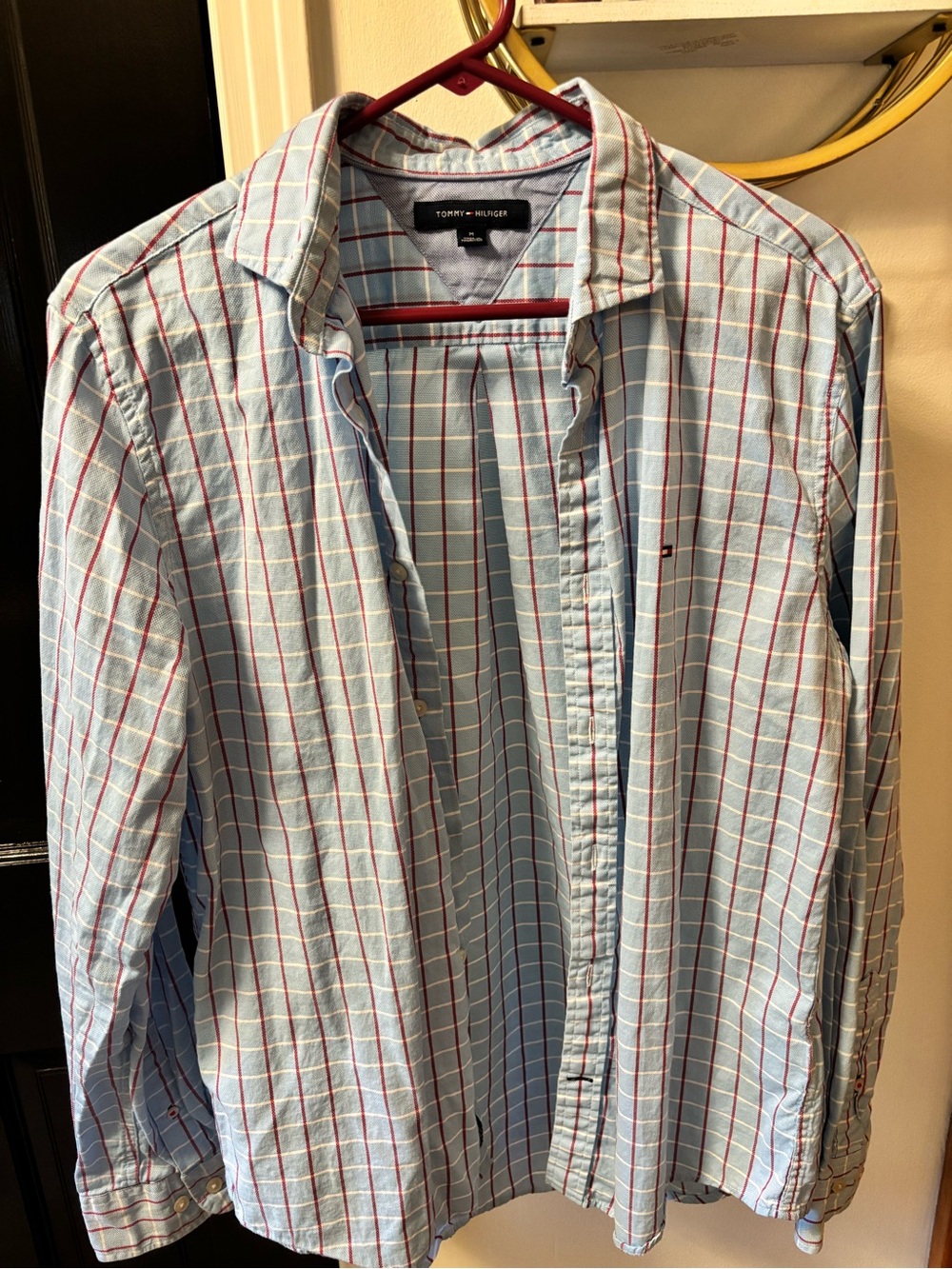 Tommy Hilfiger Men’s Light Blue Plaid Button-Down Shirt
